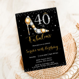40 och Fabulous High Heel Diamonds 40:e födelsedag Inbjudningar