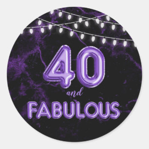 40- och Fabulous Ljus & Lila Foil-ballonger Runt Klistermärke