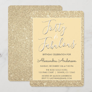 40 och Fabulous Modern Guld Glitter Inbjudningar