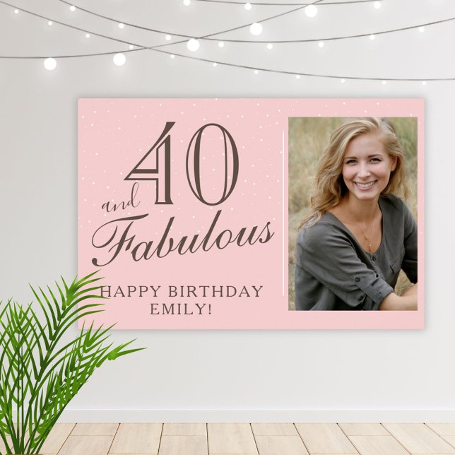 40 och Fabulous Modern Rosa 40:e födelsedagsfoto Poster (Skapare uppladdad)