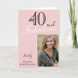 40 och Fabulous Modern Rosa Birthday Photo Kort
