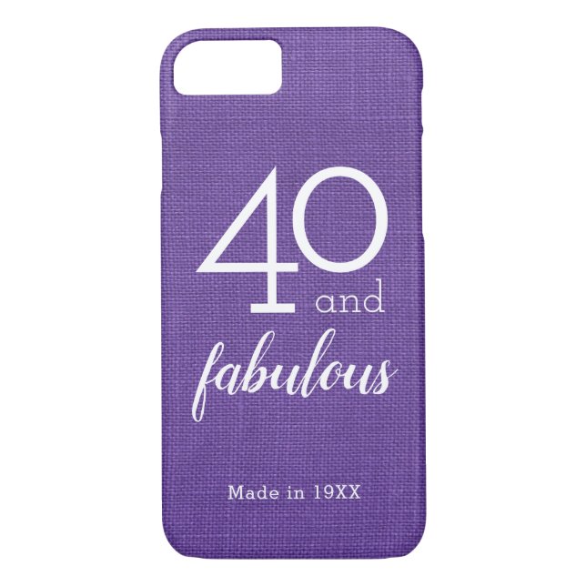 40 och Fabulous på Violet Linen Photo, Anpassnings Case-Mate iPhone Skal (Baksida)