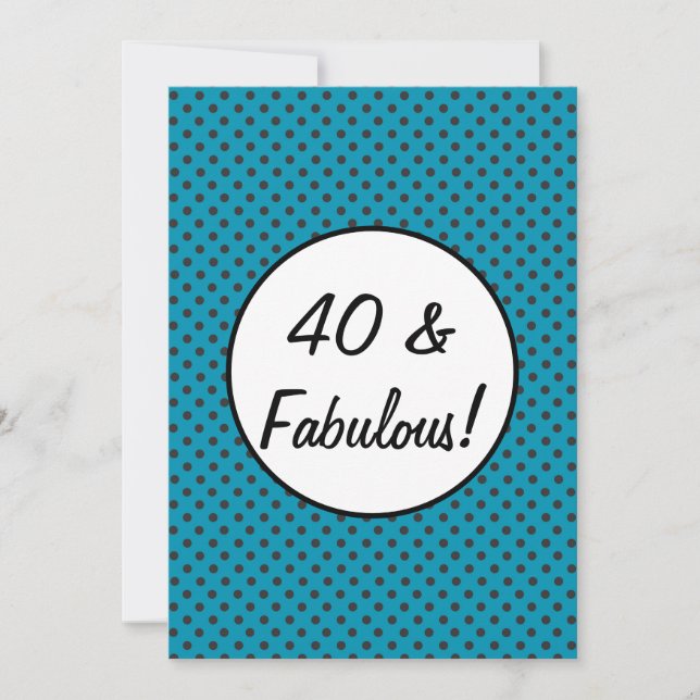 40 och Fabulous Retro Polka dots Inbjudningar (Framsida)
