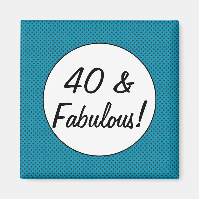 40 och Fabulous Retro Polka dots Magnet (Framsidan)