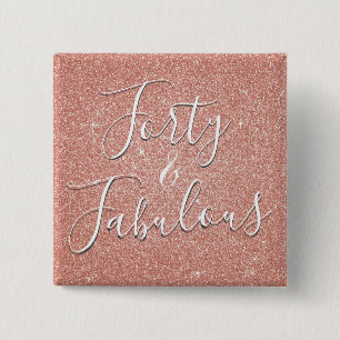 40 och Fabulous Ro Guld Rosa Glitter Knapp