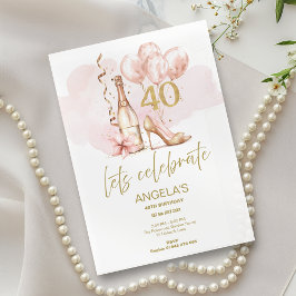 40 och Fabulous Rosa 40:e födelsedagsinbjudan Inbjudningar