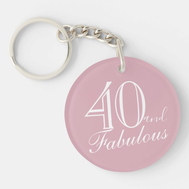 40 och Fabulous Rosa Elegant Script 40:e födelseda (Framsidan)