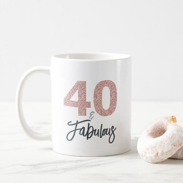 40 och Fabulous Rosa Glitter 40:e födelsedagen Kaffemugg (Med munk)