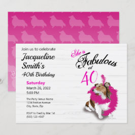 40 och Fabulous Sheltie Rosa Scarf Inbjudningar