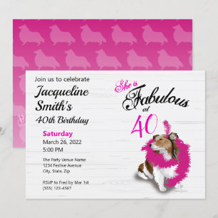 40 och Fabulous Sheltie Rosa Scarf Inbjudningar