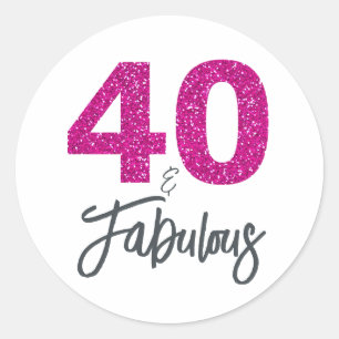 40 och Fabulous Typografi 40:e födelsedagen Runt Klistermärke
