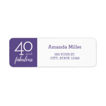 40 och Fabulous Violet and White Adressetiketters