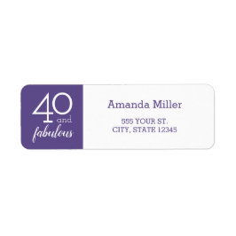 40 och Fabulous Violet and White Adressetiketters Returadress Etikett