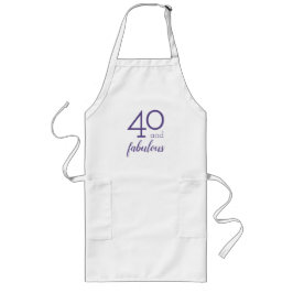 40 och Fabulous, Violet and White Apron Långt Förkläde