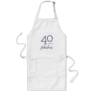 40 och Fabulous, Violet and White Apron Långt Förkläde