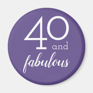 40 och Fabulous Violet och White Typography Magnet
