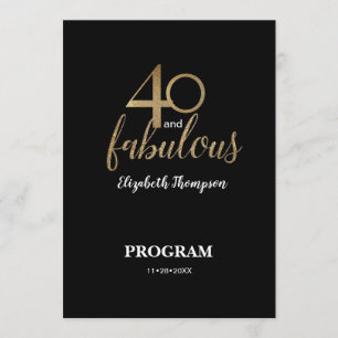 40 och fantastisk 40-års födelsedag Guld Glitter S Program