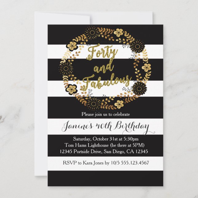 40 och fantastisk 40-års inbjudan (Framsida)