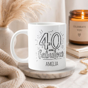 40 och fantastisk Doodle Grattis på födelsedagen Jumbo Mugg