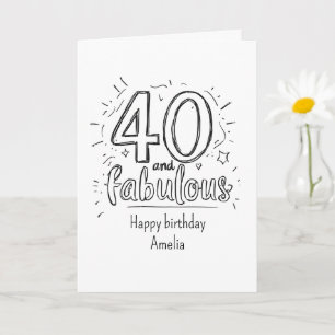 40 och fantastisk Doodle Grattis på födelsedagen Kort