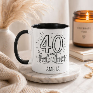 40 och fantastisk Doodle Grattis på födelsedagen Mugg