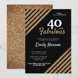 40 och fantastisk Elegant Guld Glitter 40-årsdag Inbjudningar