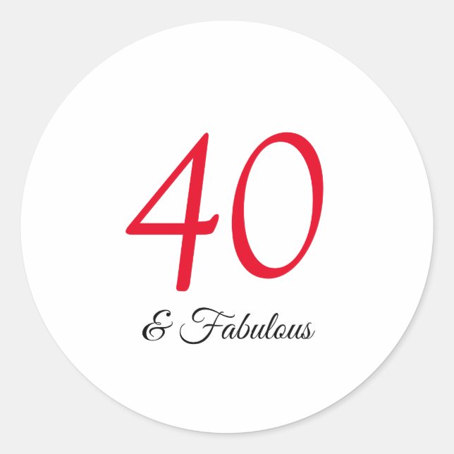 40 och fantastisk födelsedag runt klistermärke (Framsida)