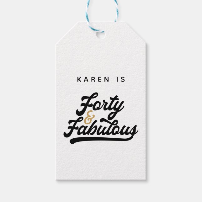 40 och fantastisk födelsedagsfest presentetikett (Framsidan)