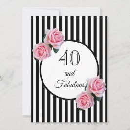 40 och fantastisk glam-födelsedagsfest svart vit inbjudningar