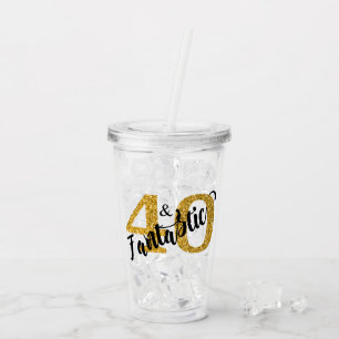 40 och fantastisk guld glitter present fest take away mugg