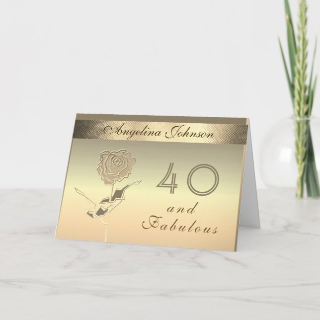 40 och fantastisk guld inbjudan (Framsida)