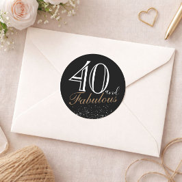 40 och fantastisk modern elegant svart födelsedag runt klistermärke