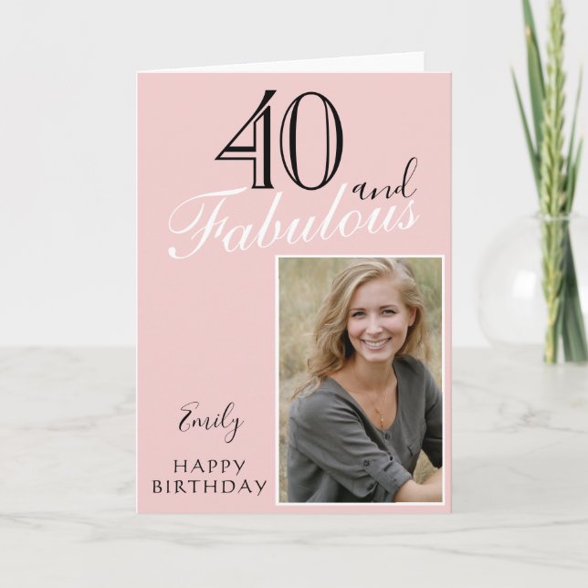 40 och fantastisk modern rosafärgad födelsedagsfot kort (Framsida)
