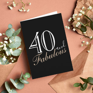 40 och fantastisk modern svart 40-årspresent kort