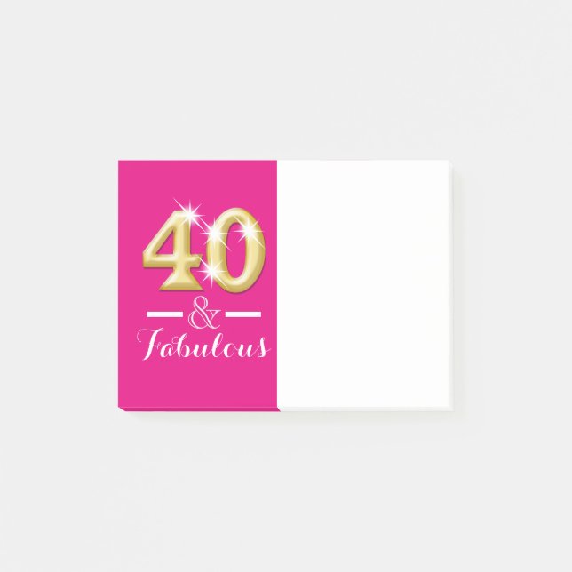 40 och fantastisk rosa guld födelsedag post-it block (Framsida)