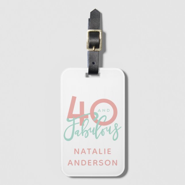 40 och fantastisk rosa och myntmålning bagagebricka (Framsida vertikal)