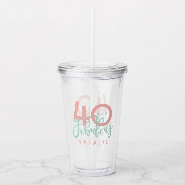 40 och fantastisk rosa och myntmålning take away mugg (Framsida)