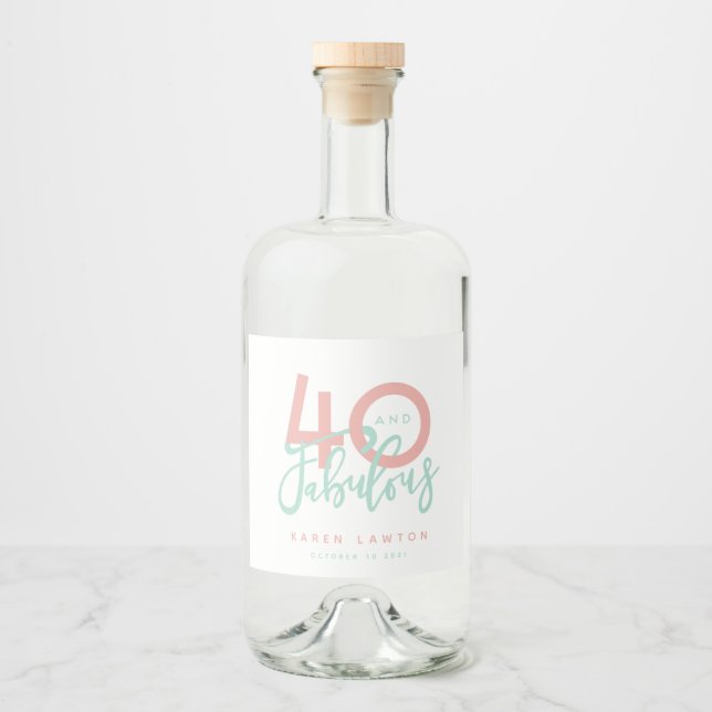 40 och fantastisk rosa spritflaskor etikett (Framsida)