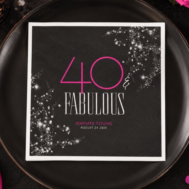 40 och fantastisk svart rosa glamör glänsande föde pappersservett (Skapare uppladdad)