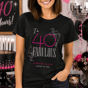 40 och fantastisk svart rosa glamör glänsande föde t shirt