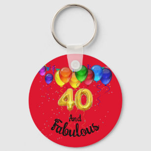 40 och fantastiska födelsedagsballonger nyckelring