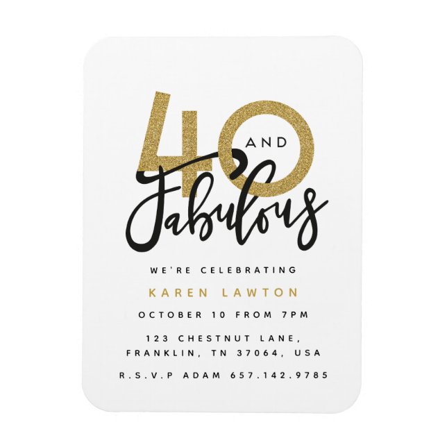 40 och fantastiska födelsedagsfest inbjudan magnet (Vertikal)