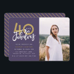 40 och fantastiska fotoinbjudan till födelsedagsfe inbjudningar<br><div class="desc">Fira din 40-årsdag i stil med dessa lila och guld fyrtio och fantastiska överraskningsinbjudningar till party. En modern design med skripttext och fet grafik. Ändra färg för att anpassa. En del av en samling.</div>