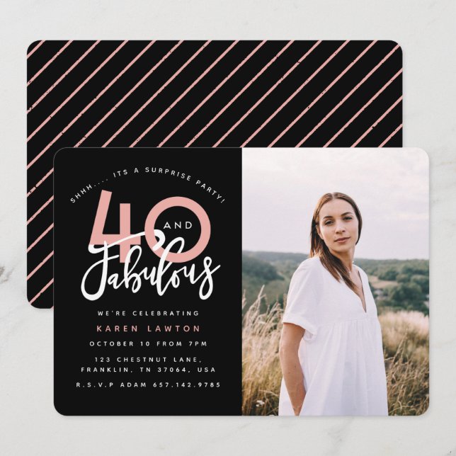 40 och fantastiska fotoinbjudan till födelsedagsfe inbjudningar (Fram/baksida)
