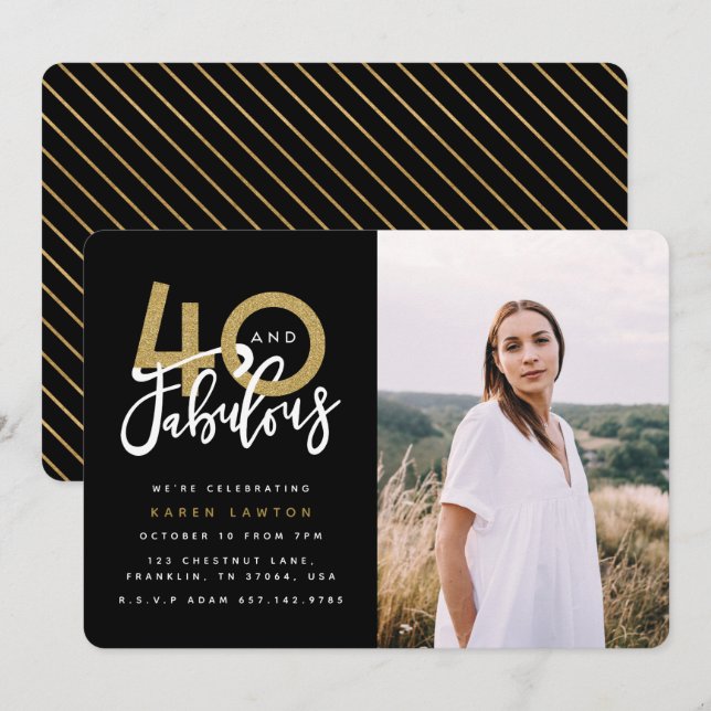 40 och fantastiska fotoinbjudan till födelsedagsfe inbjudningar (Fram/baksida)