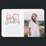 40 och fantastiska fotoinbjudan till födelsedagsfe magnet<br><div class="desc">Fira din 40-årsdag i stil med dessa girighet och rosa fyrtio och fantastiska födelsedagsöverraskningar,  fotoinbjudningar från party. En modern design med skripttext och fet grafik. Ändra färg för att anpassa. En del av en samling.</div>