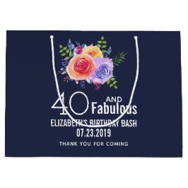 40 och fet text - Blommigt med vattenfärg