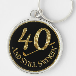 40 och fortfarande Swingin'Golf Bollar Rund Silverfärgad Nyckelring