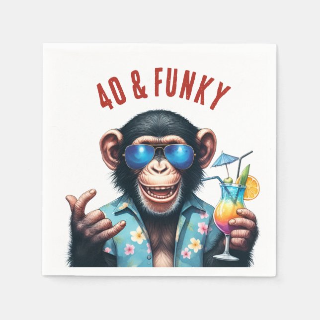40 och Funky Summer Monkey 40-årsdag Pappersservett (Framsidan)