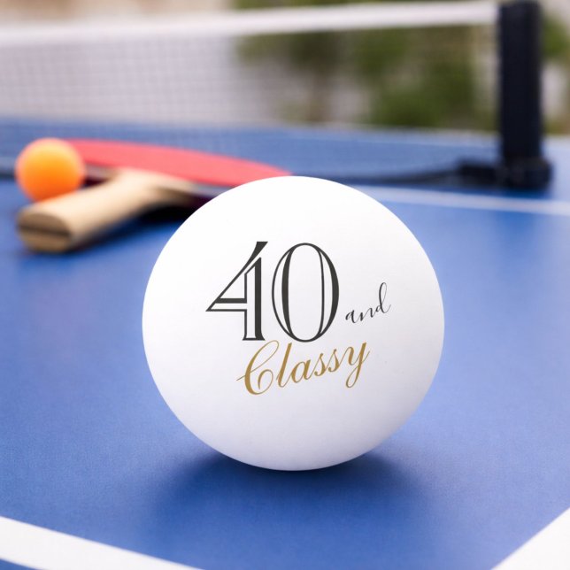 40 och Klassig Elegant Skrift 40-årsdag Pingisboll (Skapare uppladdad)